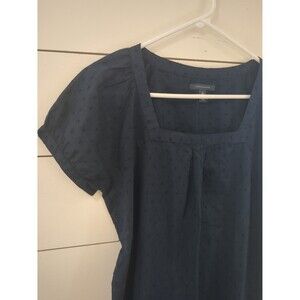 Tommy Hilfiger womens XS Navy Swiss dot square neck top nautical summer Easter